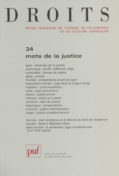Droits N° 34/2001 : Mots de la justice