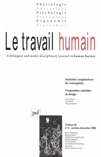 travail humain 2002, vol. 65 (4). Activités coopératives de conception