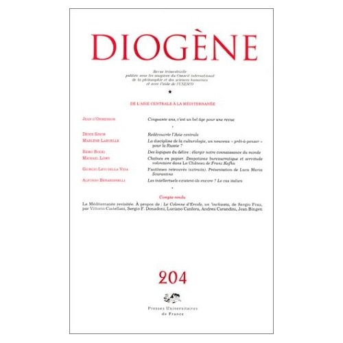 Diogène 2003, n° 204. De l' Asie centrale à la Méditerranée. Diversités culturelles et identités
