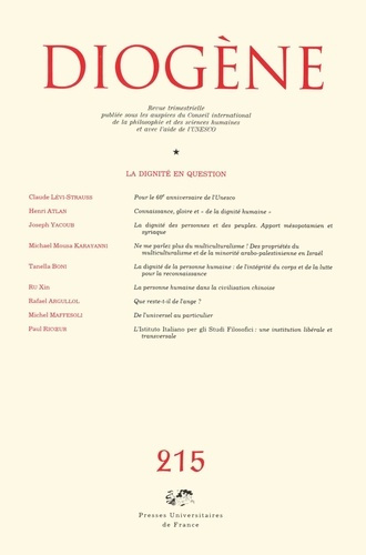 Diogène N° 215, Juillet-Septembre 2006 : La dignité en question