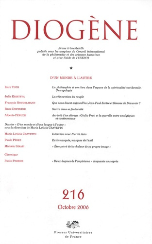 Diogène N° 216, Octobre 2006 : D'un monde à l'autre