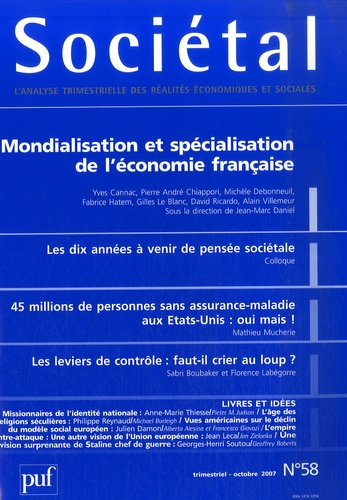 SOCIETAL 2007 N 58 MONDIALISATION ET SPECIALISATION DE L'ECONOMIE FRANCAISE