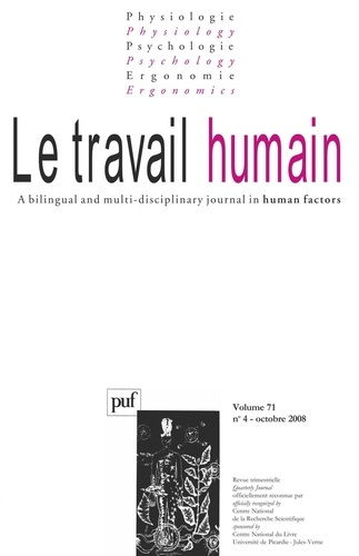 Le travail humain Volume 71 N° 4, Octobre 2008