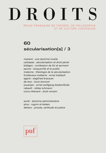 Droits N° 60/2014 : Sécularisation(s). Tome 3