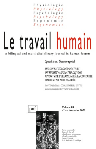 Le travail humain Volume 83 N° 4, décembre 2020