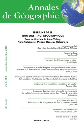 Annales de Géographie N° 687-688, septembre-octobre 2012