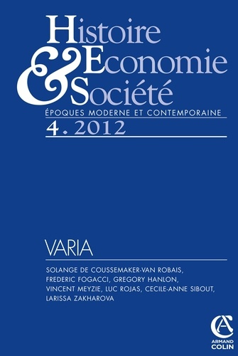 Histoire Economie & Société N° 4, décembre 2012 : Varia