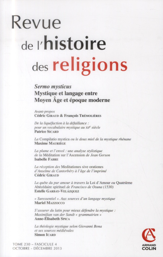 Revue de l'histoire des religions - tome 230 (4/2013)