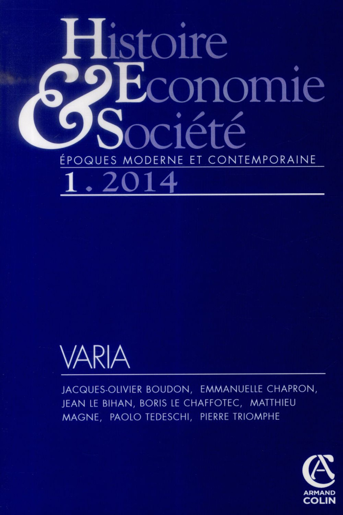 Histoire Economie & Société N° 1, Mars 2014 : Varia