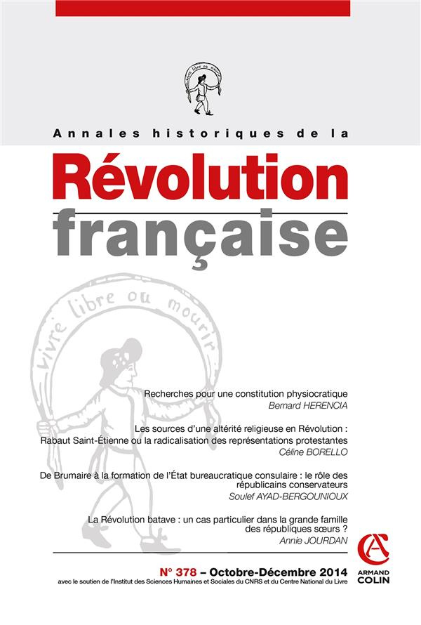 Annales historiques de la Révolution française N° 378, Octobre-décembre 2014