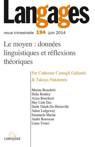 Langages N° 194, juin 2014 : Les moyens. Données linguistiques et réflexions théoriques