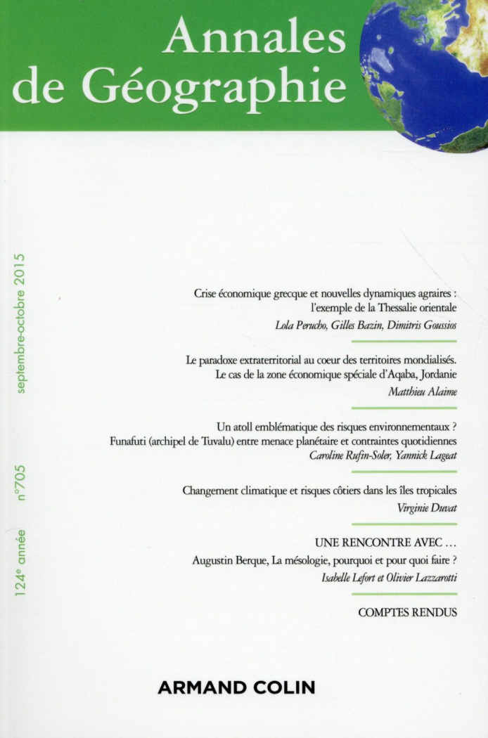Annales de Géographie N° 705, Septembre-octobre 2015