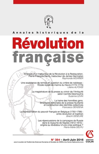 Annales historiques de la Révolution française N° 384, avril-juin 2016