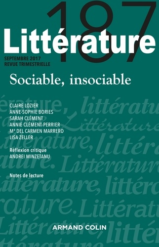 Littérature N° 187 : Sociable, insociable