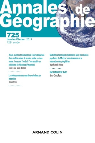 Annales de Géographie N° 725, janvier 2019