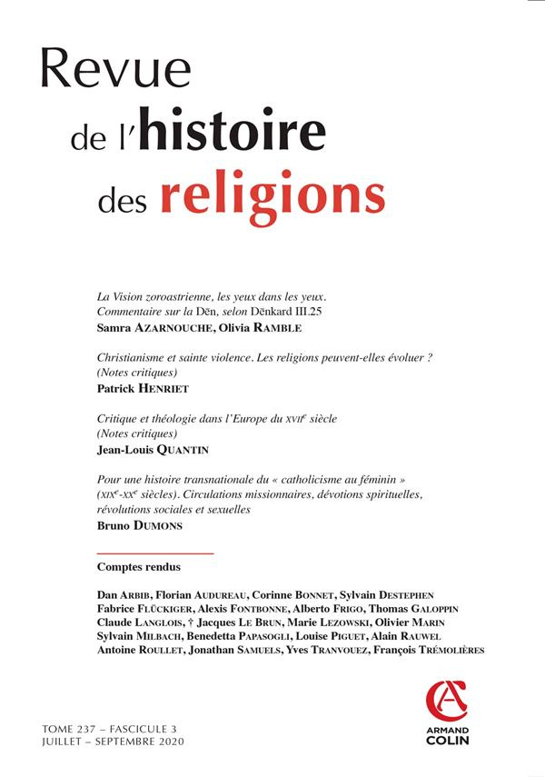 Revue de l'histoire des religions Tome 237 N° 3, juillet-septembre 2020