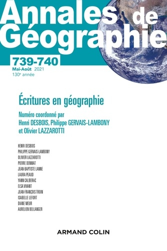 Annales de Géographie N° 739-740, mai-août 2021 : Ecritures en géographie