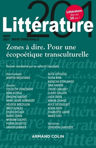 Littérature N° 201, mars 2021 : Zones à dire. Pour une écopoétique transculturelle