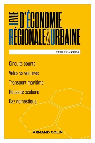 Revue d'économie régionale et urbaine N° 4, octobre 2023
