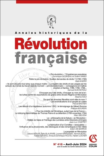 Annales historiques de la Révolution française N° 416, juillet 2024