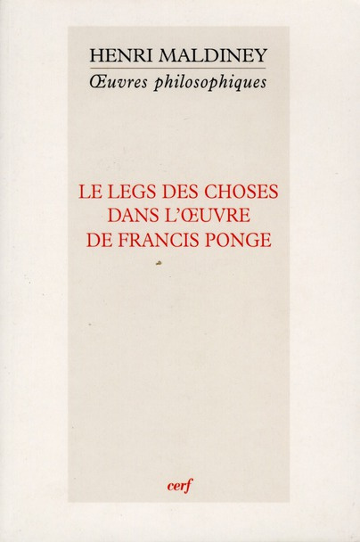 Le legs des choses dans l'oeuvre de Francis Ponge