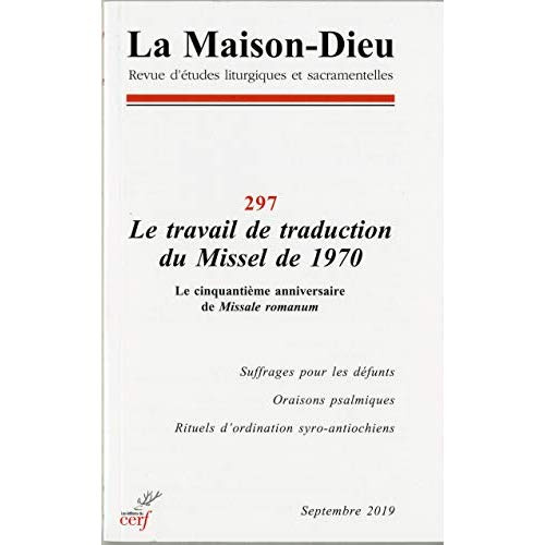 La Maison-Dieu N° 297, septembre 2019 : Le travail de traduction du Missel de 1970. Le cinquantième