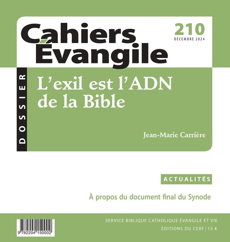 Cahiers Evangile N° 210, décembre 2024 : L'exil est l'ADN de la Bible