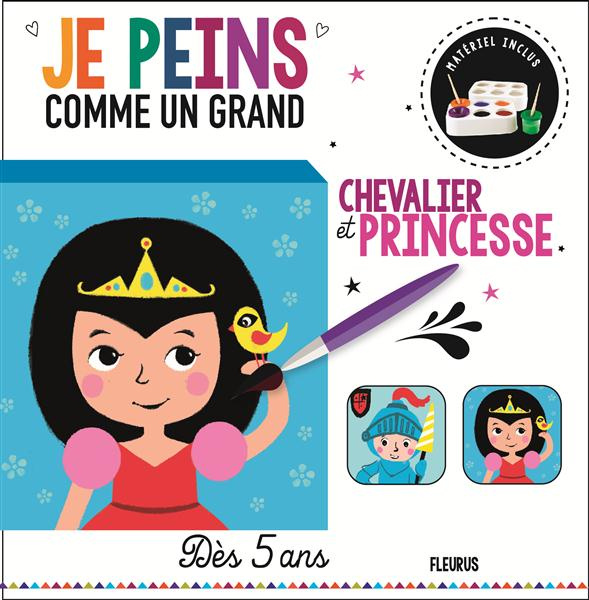 Princesse et chevalier. Coffret livre   toile   peinture