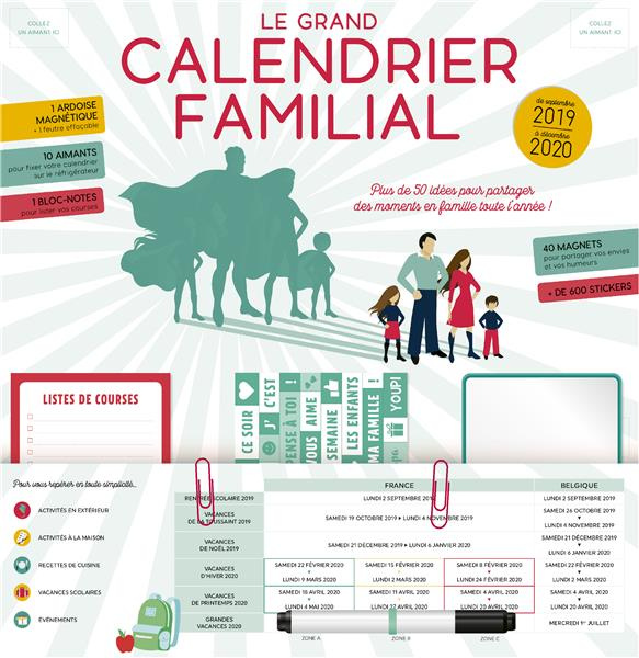 Le grand calendrier familial. Avec 1 feutre, Edition 2019-2020