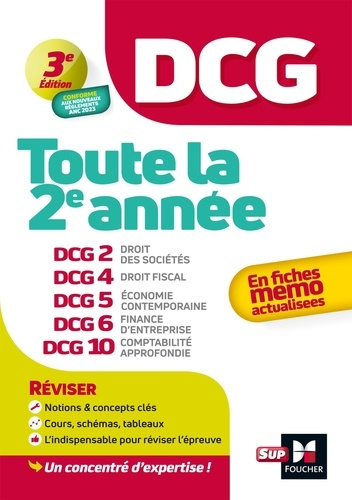 DCG Toute la 2e année en fiches mémos. DCG 2 Droit des sociétés ; DCG 4 Droit fiscal ; DCG 5 Economi