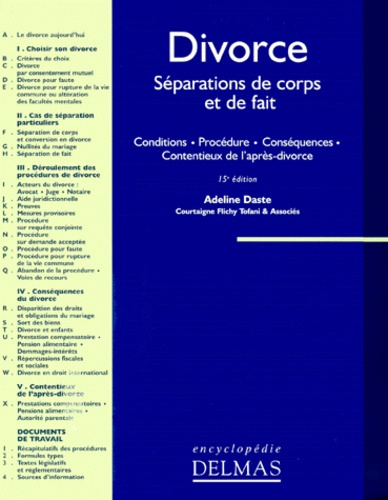 DIVORCE. Séparations de corps et de fait, 15e édition