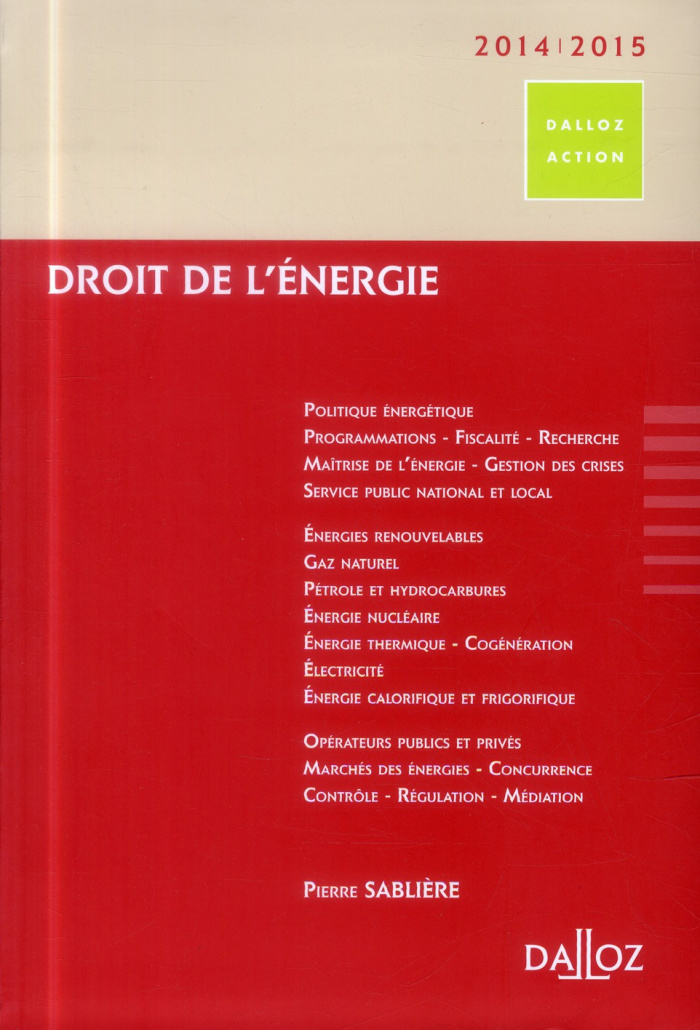 Droit de l'énergie. Edition 2014-2015