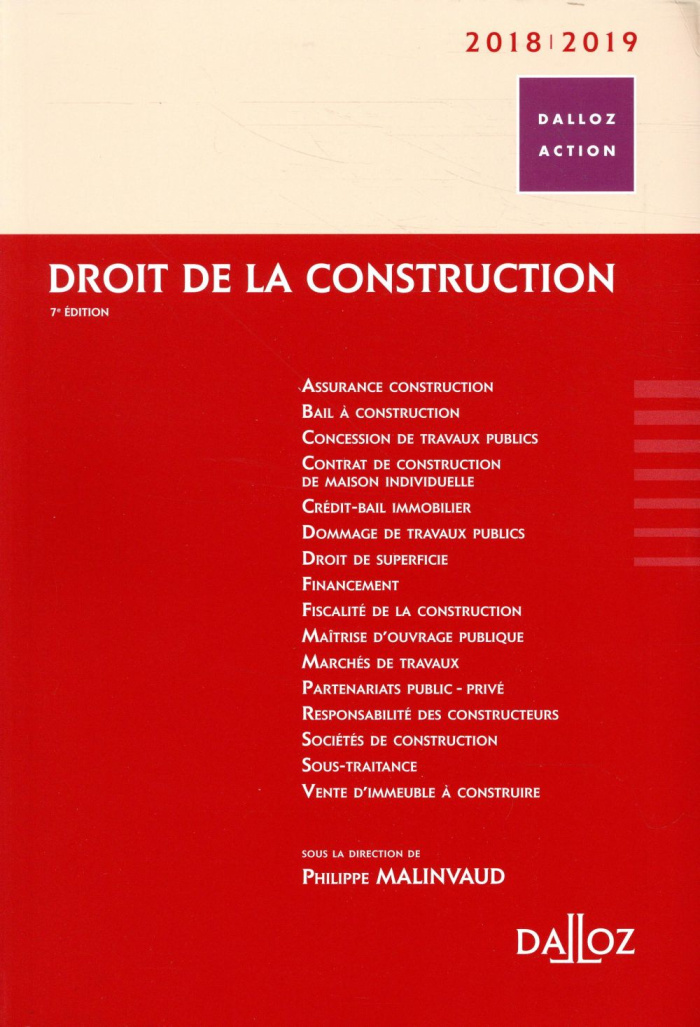 Droit de la construction. Edition 2018-2019
