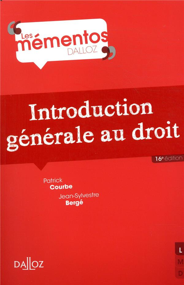 Introduction générale au droit. 16e édition