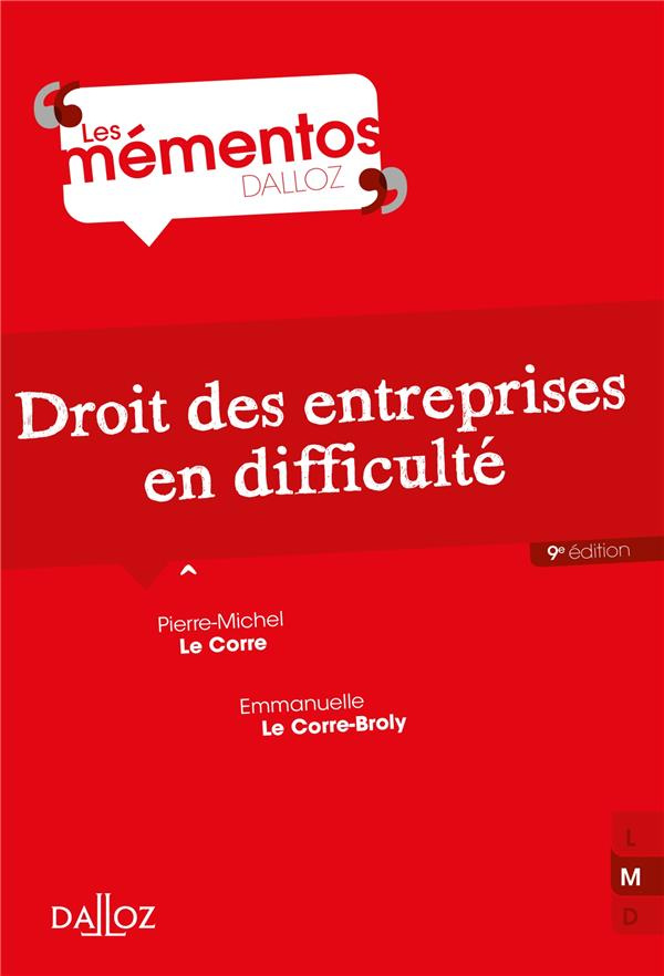Droit des entreprises en difficulté. 9e édition