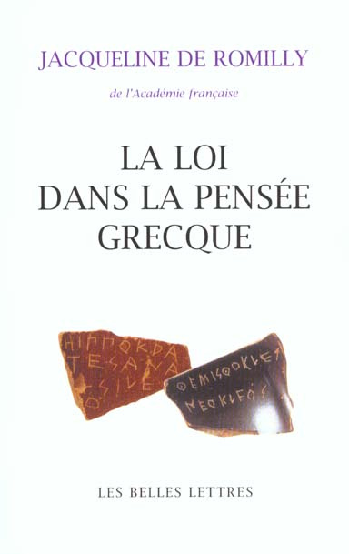 La loi dans la pensée grecque des origines à Aristote