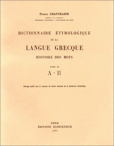 Dictionnaire étymologique langue grecque. [Lambda-pi