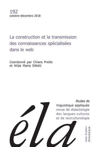 Études de linguistique appliquée - N°4/2018. La construction et la transmission des connaissances sp