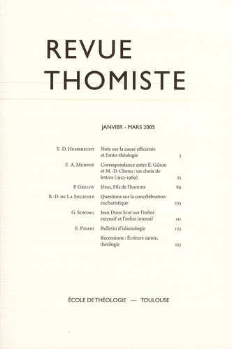 Revue thomiste N° 1/2005, janvier-mars 2005