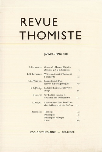 Revue thomiste N° 1/2011 : Revue thomiste - N°1/2011