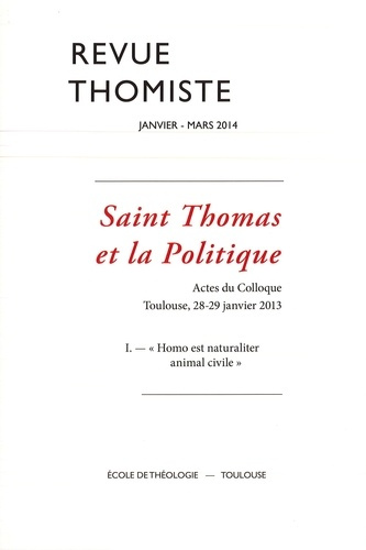 Revue thomiste N° 1/2014, janvier-mars 2014