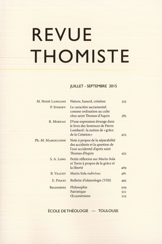 REVUE THOMISTE - N 3/2015