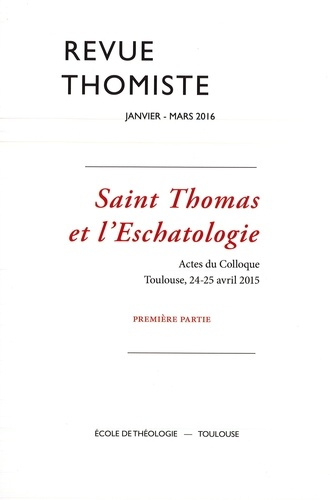 Revue thomiste N° 1/2016, janvier-mars 2016