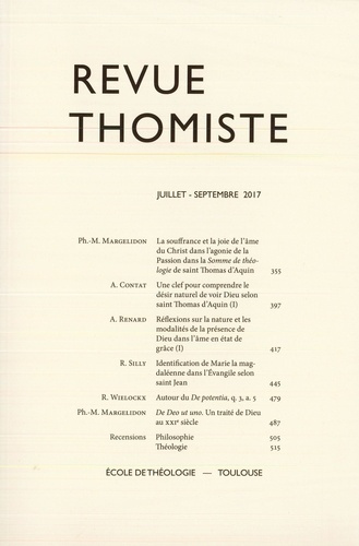 Revue thomiste N° 3/2017, juillet-septembre 2017