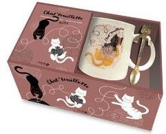 Coffret Chat' touillette. Nouvelles pensées drôles de nos chats avec 1 mug 1 touillette