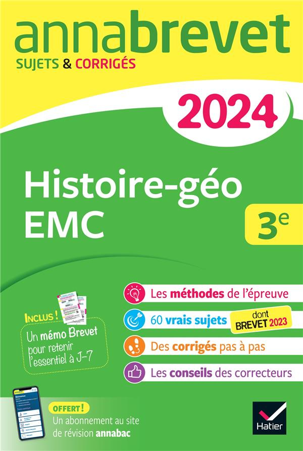 Histoire-Géo Enseignement moral et civique 3e. Sujets & corrigés, Edition 2024