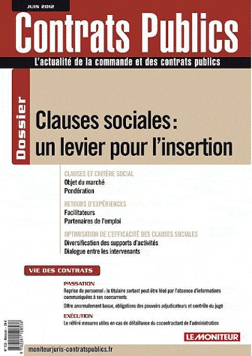 Contrats publics N° 122, Juin 2012 : Clauses sociales : un levier pour l'insertion