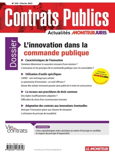 Contrats publics N° 239, février 2023 : L'innovation dans la commande publique