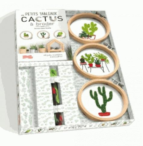 Petits tableaux de cactus à broder. Avec 3 tambours à broder, 3 échevettes de fil et 1 aiguille à br