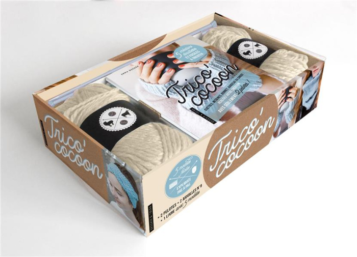 Trico' cocoon. Coffret avec 2 pelottes, 2 aiguilles à tricoter